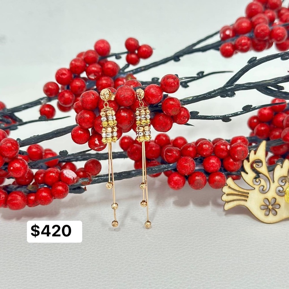 Earrings 18k real gold mix 3 color